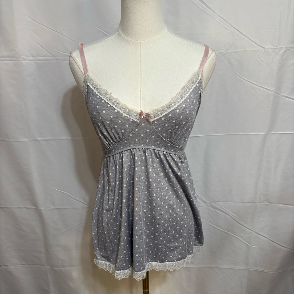 Marilyn Monroe Polka Dot Babydoll Chemise‎ Nightgown Medium Lace Trim